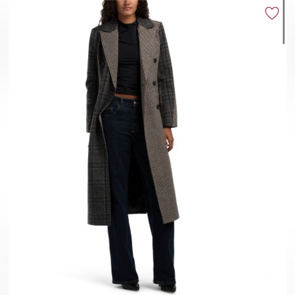 7 For All Mankind Jackets & Blazers - NWT 7 For All Mankind Black and Gray Plaid Wool Blend Coat Size S